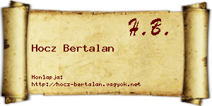 Hocz Bertalan névjegykártya